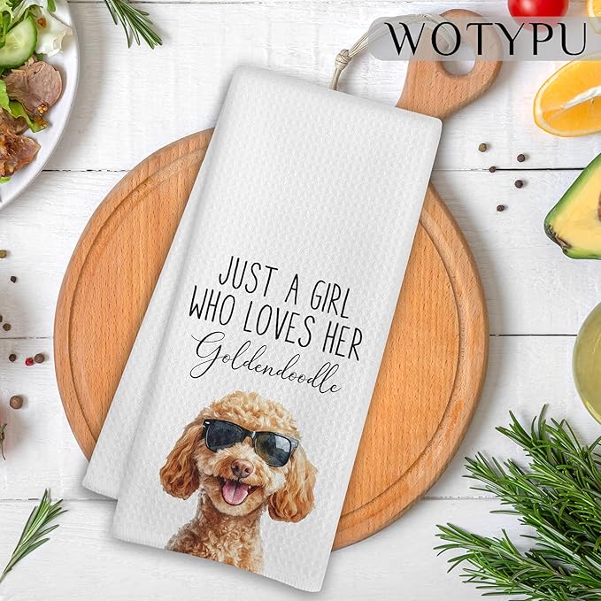 Funny Goldendoodle Gifts Kitchen Towels, Goldendoodle Gifts for Women Dish Tea Towel for Kitchen Bathroom Decor, Just A Girl Who Loves Her Goldendoodles, 16X24 Inch