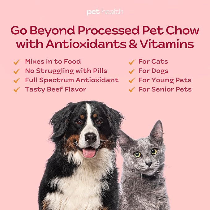 Pet Health OPC Formula with Glucosamine for Dogs & Cats, Beef Flavor – Joint Support, Healthy Circulation, Antioxidant Protection, Supports Cardiovascular & Visual Health (90 Servings)