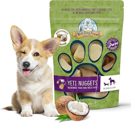 Yeti Refill Nuggets for Puff and Play Dog Toys - Natural Himalayan Yak Cheese Treats, Healthy Dog Chews, Suitable for All Dogs, Ideal for Interactive Chew Toys and Dispensers - 6 Pieces, Coconut