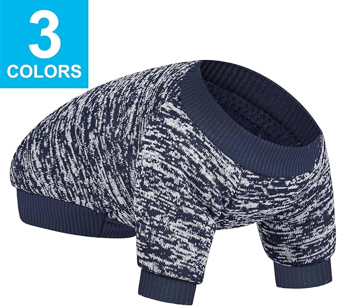 3 Pack Dog Sweater, Dog Sweaters for Small Dogs, Warm Soft Pet Clothes for Puppy, Medium Large Cat, Dogs Girl or Boy, Dog Shirt for Winter Christmas (Grey+Navy+Blue, Medium)