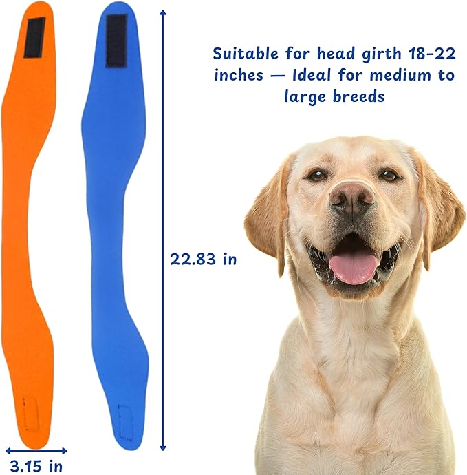 2pcs Dog Ear Covers for Swimming, Ear Protection for Dogs Bathing, Dog Bath Supplies, Ears Wrap for Dogs, Waterproof Ears Covers Swimming Cap, Adjustable Shower Cap, Puppy Swim Cap (Orange, Blue, L)