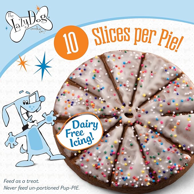The Lazy Dog Cookie Co. Original Pup-Pie, Happy Adoption Day, Dog Celebration Treat, Gotcha Day, Pre-Sliced into 10 Dog Biscuits, Made in USA, 6 in., 5 oz. (Pack of 1)