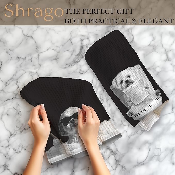 Funny Shih Tzu Bathroom Hand Towels, Shih Tzu Gifts, Dog Mom Dad Lover Gifts Hand Towels for Bath Room Washroom, Dog Bathroom Decor, 16x24 Inch Set of 2
