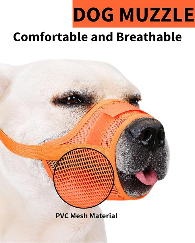 2-Pack Soft Mesh Dog Muzzle – Breathable & Adjustable, No-Bite and Escape-Proof Design for Grooming, Training, Walking – Fits Small, Medium & Large Dogs (Orange, L)