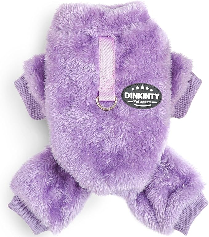 Dog Sweater Winter Warm Dog Pajamas for Small Dogs Fleece Thermal Soft Puppy Pjs Coat Stretchy Jumpsuit Doggie Pet Clothes Outfits Cat Apparel (Purple, X-Small)