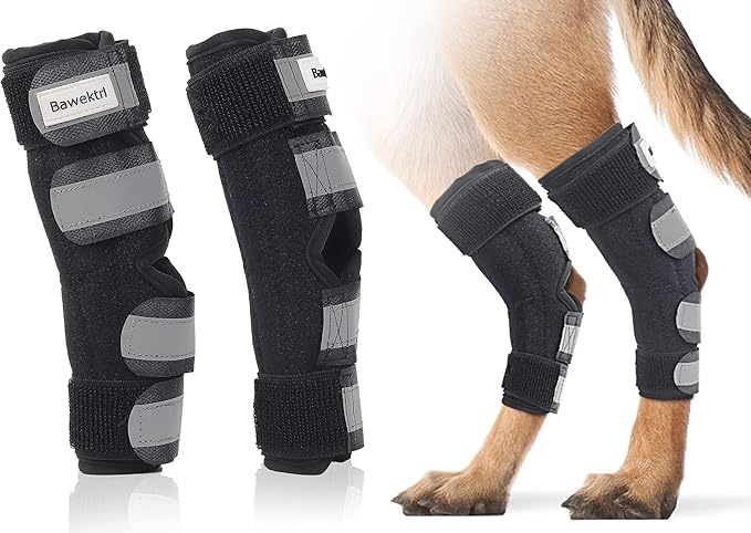 Dog Leg Brace for Back Leg, Canine Hock Brace for Rear Legs with Dual Metal Strips, Joint Warps Strong Support Help for Hind Leg Injuries Sprains Arthritis Torn ACL(1Pair)