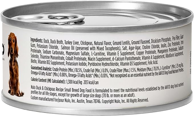 Nulo Small Breed Grain-Free Duck & Chickepeas Recipe Adult Wet Canned Dog Food 5.5 Ounce, 24 Cans