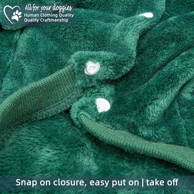 FabriCastle Dog Hoodie Sweater for Small Dogs Boy and Girl, Dog Clothes XS XXS Puppy Sweatshirt, Pet Outfit, Cat Clothing Super Soft Warm Snap On Closure (Dark Green, Large)