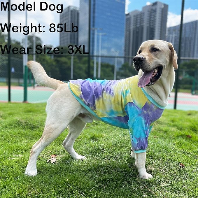 Tie Dye Dog Clothes - Breathable Cotton Dog Shirt Pajamas Blue Large