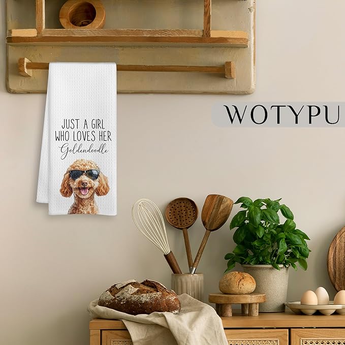 Funny Goldendoodle Gifts Kitchen Towels, Goldendoodle Gifts for Women Dish Tea Towel for Kitchen Bathroom Decor, Just A Girl Who Loves Her Goldendoodles, 16X24 Inch