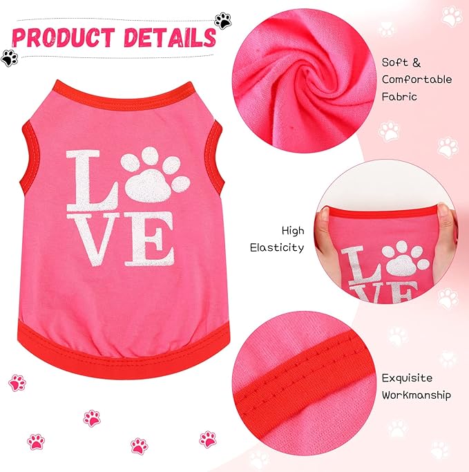 Reginary 8 Pieces Dog Shirts Girl Small Dog Clothes for Chihuahuas Yorkies Female Puppy Shirts Printed Pet Outfit Cute Breathable Soft Valentine's Day Doggie Cat Lovers Gift, Size S