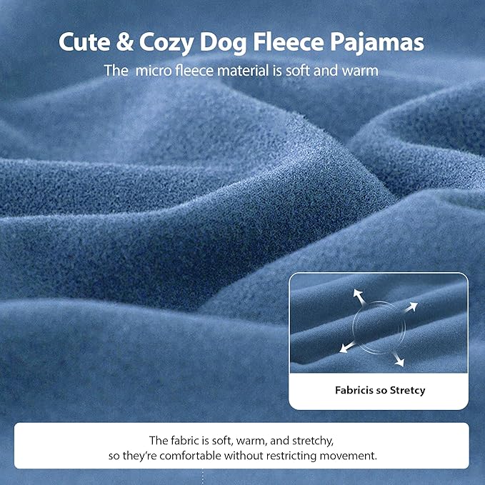 Dog Pajamas Winter Warm Dog Sweater for Small Dogs Girl Boy Soft Puppy Pjs Stretchy Jumpsuit Doggie Pet Clothes Outfits XXS~L (Steel Blue, Small)