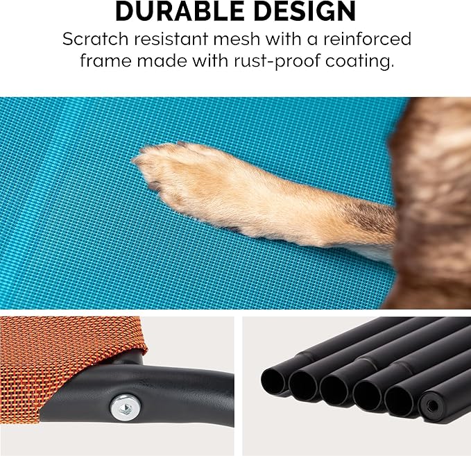 FurHaven Elevated Pet Cots - Cooling & Breathable Nylon Mesh Hammock for Dogs/Easy-to-Assemble / / Durable and Reinforced/Perfect for Rest & Relaxation Outdoors - Graphite Gray, Medium