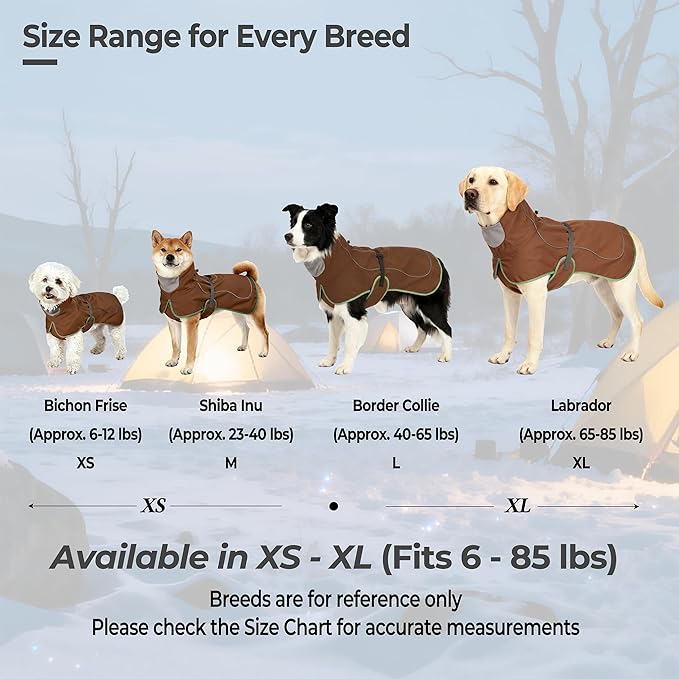 Softshell Dog Winter Vest, Fleece Lined Water-Repellent Jacket with Fur-Safe Buckle (No Hook & Loop) for Hiking, Adjustable Reflective Winter Coat for Active Dogs (Brown, Small)