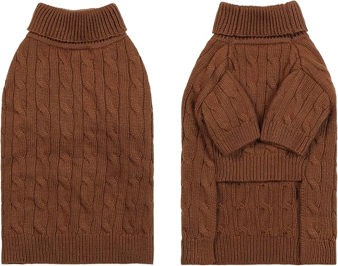 Small/Medium Dog Sweater, Warm Dog Winter Coat w/Sleeves, Comfortable High Neck Premium Dog Clothes for Golden Retriever-Best for Holidays, Daily Walks XXL Brown