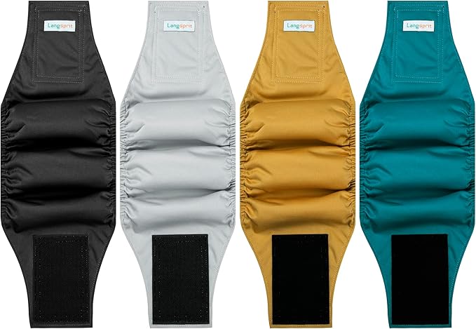 Male Dogs Diapers Belly Bands(4Pack), Washable Reusable Male Boy Doggy Wraps Panties for Doggie Puppy Pooping Potty Training Incontinence Marking Pañal para Perro Black Blue Gray Gold X-Large