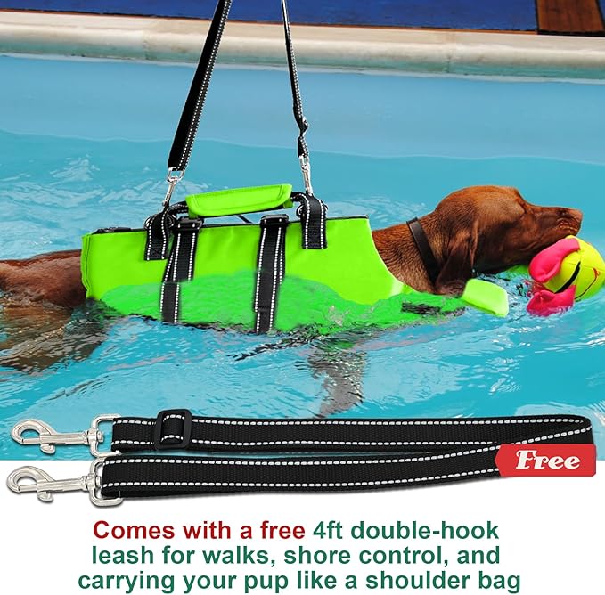 Fragralley Dog Life Jacket with Self-Locking Zipper, High-Buoyancy Ripstop Dog Swimming Vest, Floating Vest with Rescue Handle for Swimming and Boating, PFD Available for Small, Medium, and Large Dogs