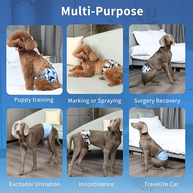 Reusable Dog Belly Bands for Male Dogs Diapers,5 Pack Premium Washable Dog Diapers Male Doggie Nappies Wrap,XXL