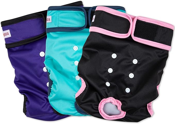 Washable Dog Diapers for Heat & Periods - Reusable Female Dog Diapers with Adjustable Snaps (Large)
