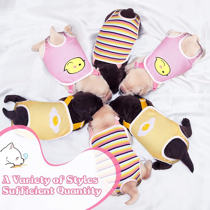 Nuanchu 3 Pcs Female Dog Diaper Sanitary Panties with Adjustable Suspender, Washable Reusable Doggie Diapers for Small Medium Large Dog in Heat Period Menstrual Pet Cats Ducks(Cute Pattern,S)