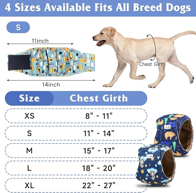 5 Pack Dog Diapers Male, Premium Belly Bands for Male Dogs, High Absorbing Dog Pee Wraps for Doggie in Incontinence or Excitable Urination and Training XXL