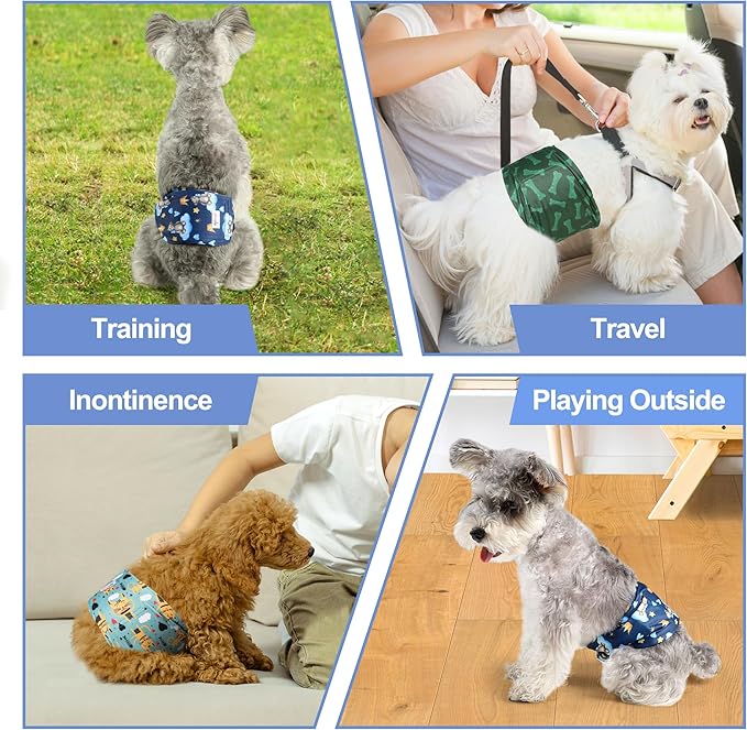 Reusable Dog Diapers Male 3Pcs, Premium Washable Belly Bands for Male Dogs XLarge, High Absorbing Male Dog Wraps for Doggie & Puppy in Incontinence, Excitable Urination and Training (Bear, XL)