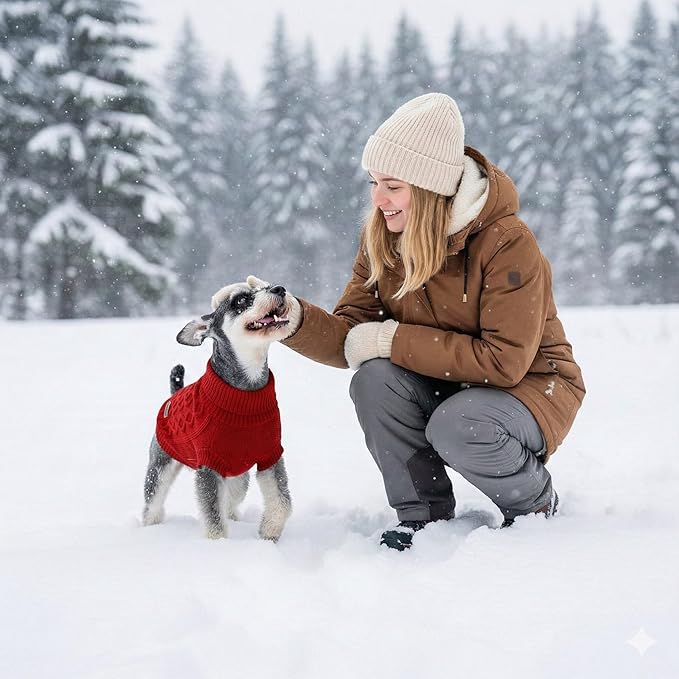 Dog Warm Christmas Winter Sweater Pet Clothes Knitwear for Medium Dog for Corgi, West Highland, Schnauzer, Border Collie, Dog Outfits (Red-XL)