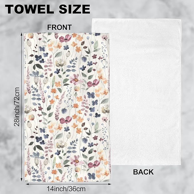 Hand Towels Set of 2 Watercolor Floral Towels for Bathroom Soft Absorbent Decorative Hand Bath Towels Dish Towels for Kitchen Sports Gym Yoga Home Decor 14 x 28 in