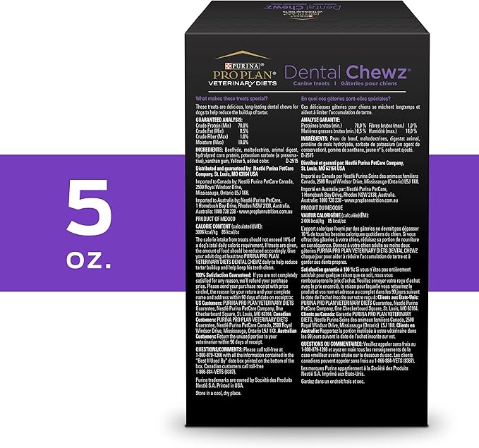 Pro Plan Veterinary Diets Dental Chewz Dog, 5 oz | Treats | Box | Pack of 2
