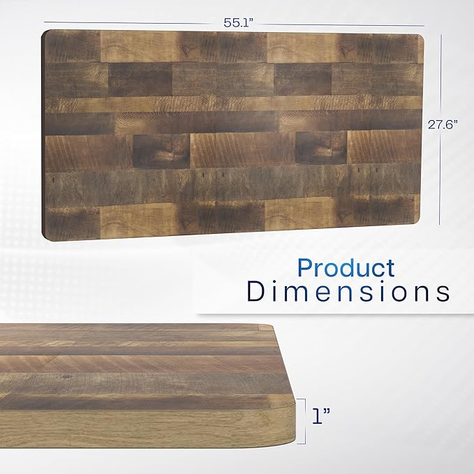 VIVO Universal 55 x 28 inch Solid One-Piece Table Top for Standard and Sit to Stand Height Adjustable Home and Office Desk Frames, Reclaimed Wood, DESK-TOP55-28P