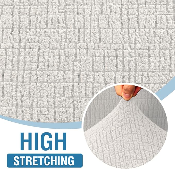 H.VERSAILTEX Jacquard Sofa Cover 1 Piece Stretch Sofa Slipcovers Non Slip Sofa Cover with Elastic Bottom Washable Furniture Protector for Kids, Pets Crizzle Pattern(Sofa, Pale Oak)