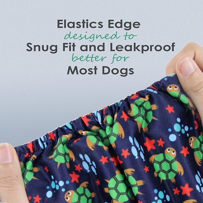 wegreeco Washable Dog Diapers - Washable Male Dog Belly Wrap - Pack of 3 (Turtle, XX-Large)