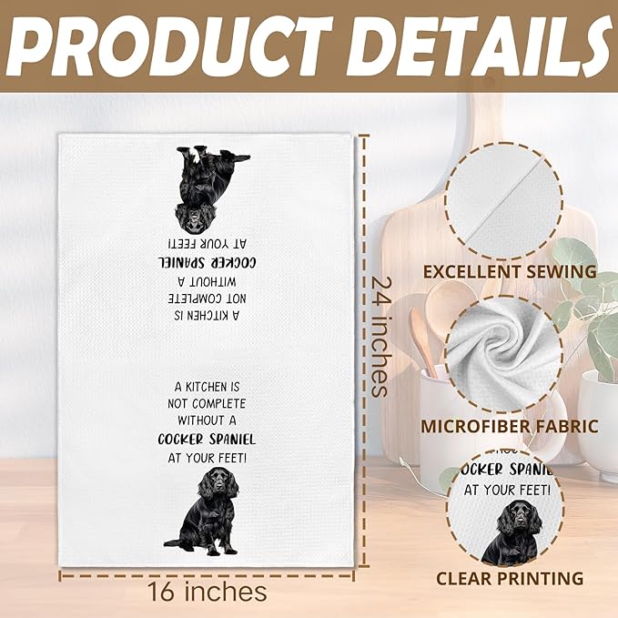 Black Cocker Spaniel Gifts Dog Kitchen Towels Set of 2, Gifts for Cocker Spaniel Lovers Hand Towel, Every Meal You Make Decorative Tea Dish Towels for Kitchen, Dog Kitchens Decor, 16x24in