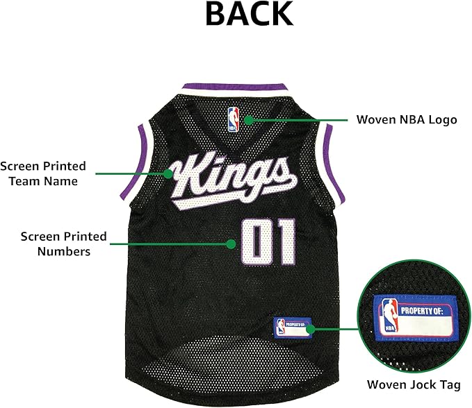 Pets First NBA Sacramento Kings Mesh Dog Jersey, Medium