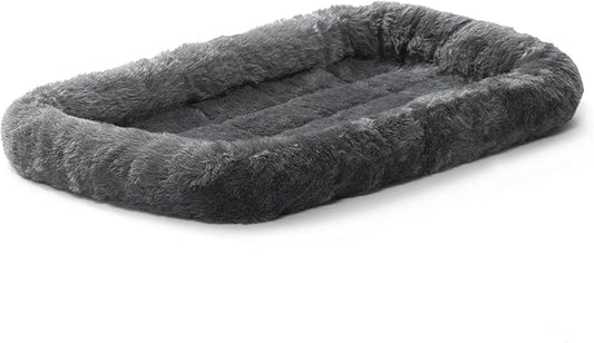 MidWest Homes for Pets QuietTime XS Dog Bed – Gray Faux Fur Bolster, Ultra-Soft and Machine Washable, Fits 22-Inch Crates and Carriers, for Small Dogs and Cats