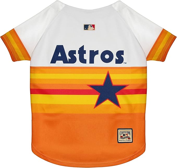 MLB Houston Astros Vintage Throwback Jersey for Dogs & Cats in Team Color. Comfortable Polycotton Material, Medium