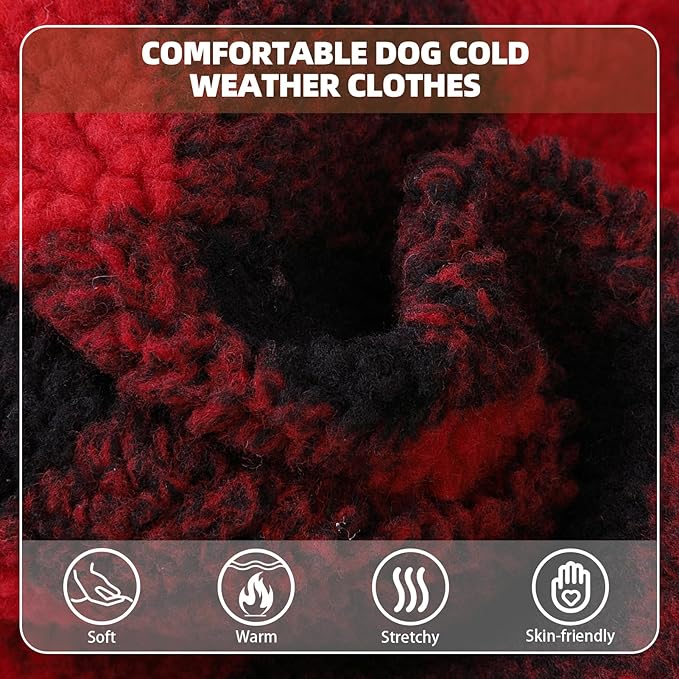 PUPTECK Dog Hoodie Puppy Sweatshirt Warm Dog Sweater Winter Clothes Cold Weather Coats for Small Medium Large Dogs, Red, S