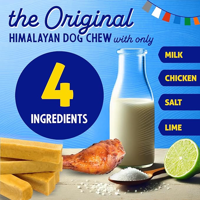 Himalayan Dog Chew Original Yak Cheese Chew, Chicken, 1 Large Stick, 3.3 oz, Gluten Free, Healthy Treats, Grain & Lactose Free 100% Natural, Long Lasting Chews for s Under 55 lbs