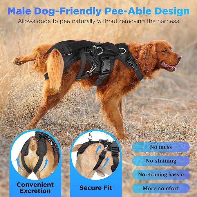 Dog Lift Harness, Full Body Support & Recovery Sling with Rear Leg Strap – Pee-Able Design for Large/Medium Dogs, Mobility Aid Harness for Senior, Injured, Disabled, Arthritic & Post-Surgery Pets (XL)