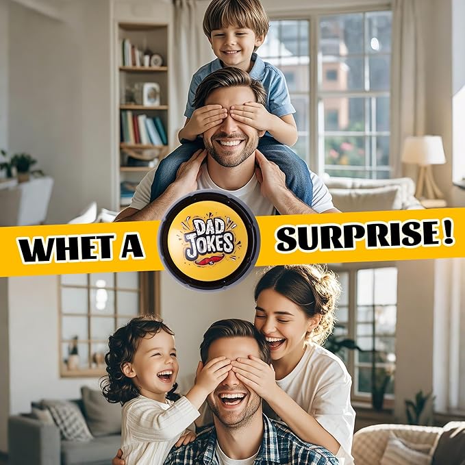 Dad Joke Button with Tons of Funny Dad Jokes, Novelty Talking Button Present-Ultimate Gift for Father's