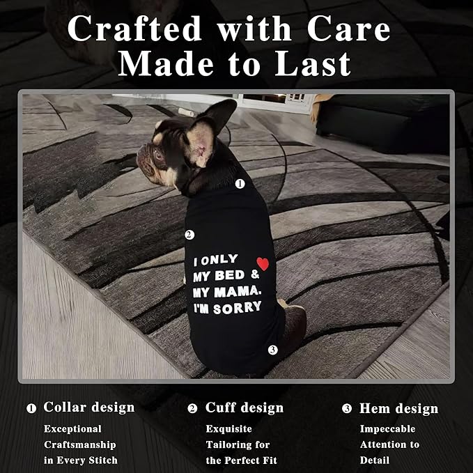 Stylish Cotton Dog Shirt with Print, Soft & Breathable, All-Season Comfort, Fits Most Breeds - Perfect Pet Apparel for Small, Medium, Large Dogs.Black&4XL