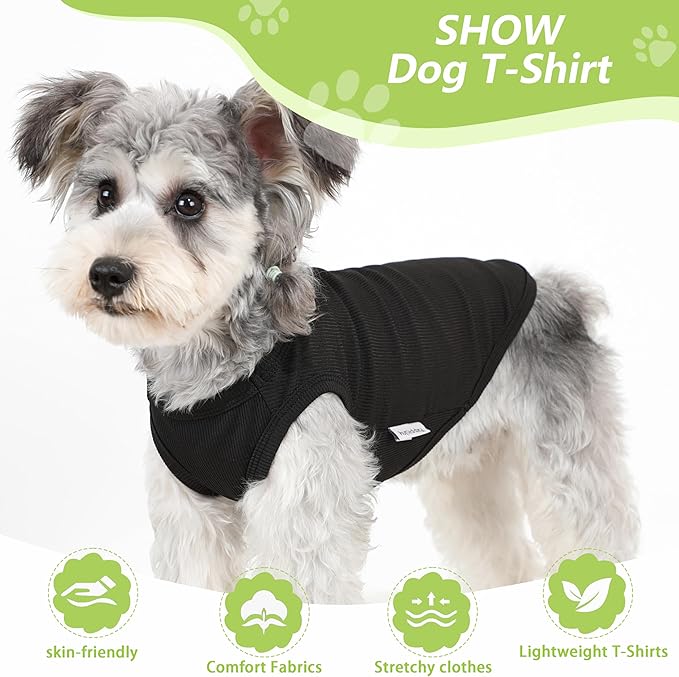 2 Pack Dog Clothes for Small Dogs Summer Dog Shirt Vest Girl Boy Lightweight Puppy T-Shirts Blank Soft and Cool Pet Clothing Sleeveless Medium Large Dog Outfit (Black+Avocado Green, Medium)