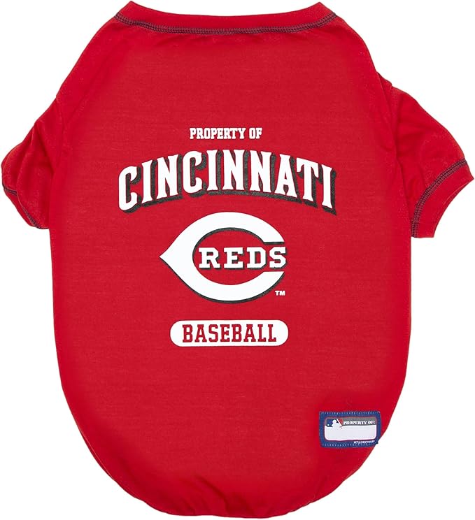 MLB Cincinnati Reds Dog T-Shirt, X-Small. - Licensed Shirt for Pets Team Colored with Team Logos. - Premium Stretchable Materials for The Comfort of Your Dog & cat.
