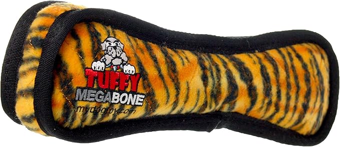 TUFFY - World's Tuffest Soft Dog Toy - MEGA - Squeakers - Multiple Layers. Made Durable, Strong & Tough. Interactive Play (Tug, Toss & Fetch). Machine Washable & Floats (Bone Tiger, Large 2 Pack)
