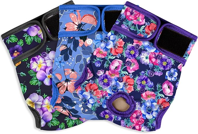 Female Dog Diapers - Premium Reusable Diapers for Doggie in Heat - Highly Absorbent for Pet Incontinence with Adjustable Snaps Rose Flower, M