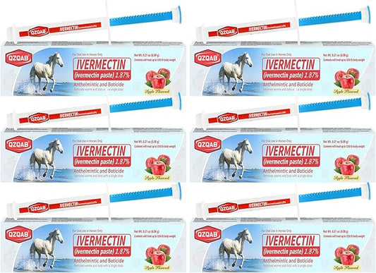 Ivermectin Horse Paste Dewormer , Horse Wormer Paste, Apple Flavor, 0.21 Ounces, 6 Pack