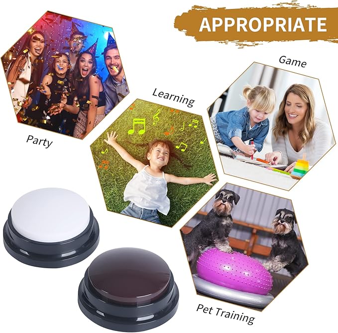 Voice Recording Button, 30 Second Record Button for Dog Pet Interactivity, Gift for Friend, Family, 4 Color Have Coffee and White