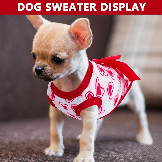 2 Pieces Dog Sweater for Small Dogs XXS Dog Clothes Chihuahua Puppy Sweaters Heart Teacup Chihuahua Yorkie Puppy Clothes XXS Pet Sweater (Heart, X-Small)