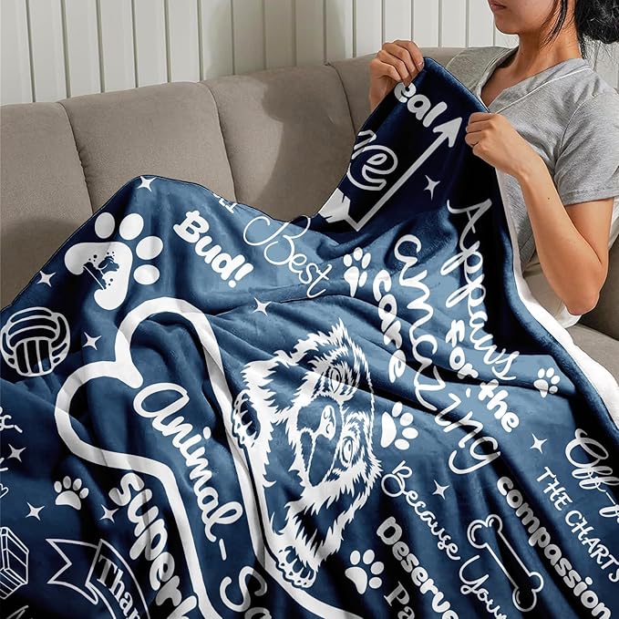 Veterinarian & Veterinary Tech Thank You Gift Blanket - Appreciation, 50'' x 60'' - Veterinarian Gifts, Vet Tech Gifts, Vet Tech Week, Graduation, Retirement, Birthday, Christmas