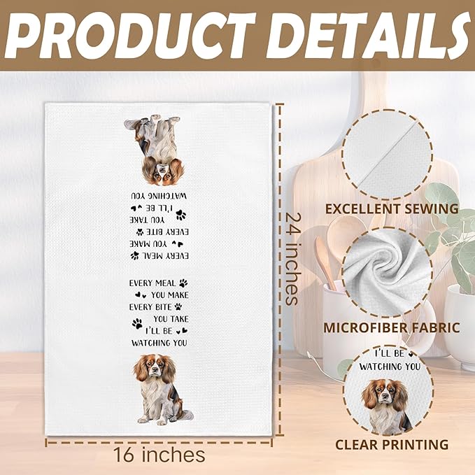 Cavalier King Charles Spaniel Dog Kitchen Towels, Cavalier King Charles Spaniel Gifts for Women Hand Towel, Every Meal You Make Funny Dog Decorative Tea Dish Towels for Kitchen, 16x24in